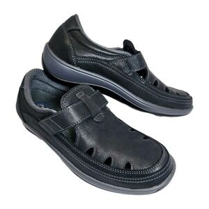 Orthofeet Serene 891 Womens 7 Black Leather Diabetic Walking Shoes Medium B